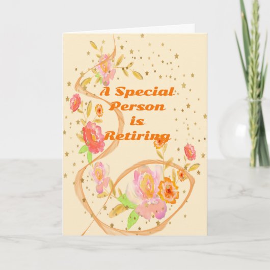 Pensioenkaart - speciale persoon met bloemen kaart (Voorkant)