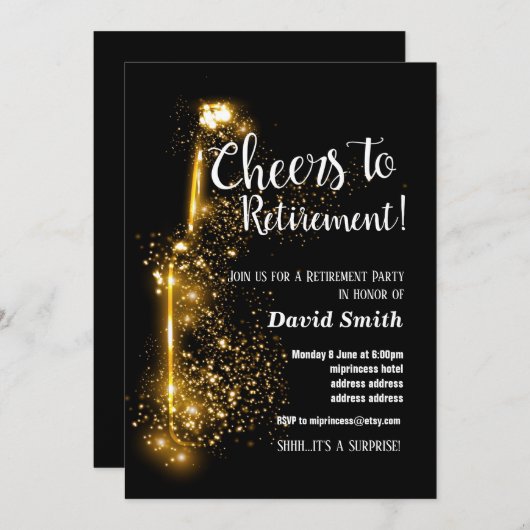 Pensioenkaas, gepensioneerd, wijn, glitter kaart (Voorkant / Achterkant)