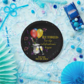 Pensioenkoorts mousserende wijn zwart papieren bordje (Feest)