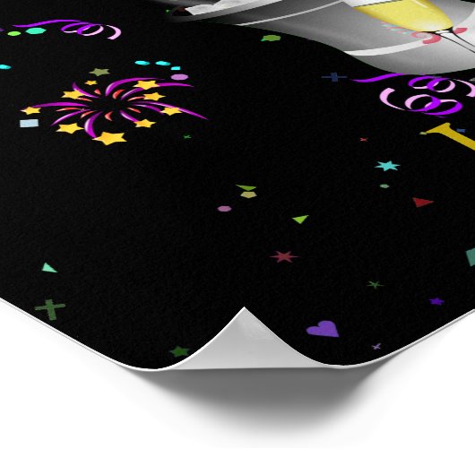 Pensioenkoorts mousserende wijn zwart poster (Hoek)