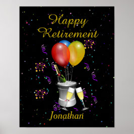 Pensioenkoorts mousserende wijn zwart poster