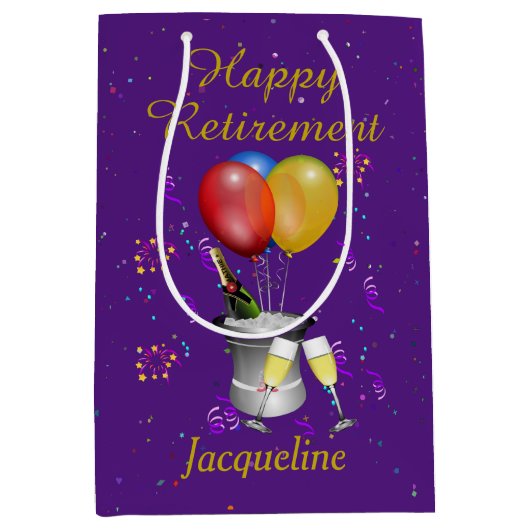 Pensioenkoorts Paars mousserende wijn Medium Cadeauzakje (Voorkant)