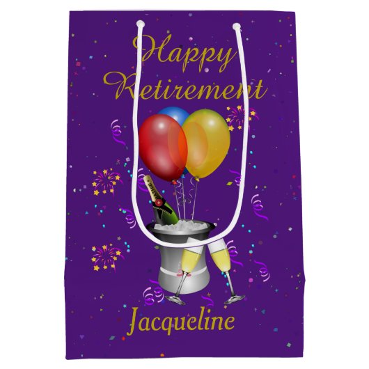 Pensioenkoorts Paars mousserende wijn Medium Cadeauzakje (Achterkant)