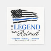 Pensioenlegering van de politie met een blauwe lij servet (Voorkant)