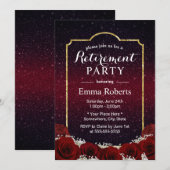 Pensioenmodern Roos Floral Burgundy Red Glitter Kaart (Voorkant / Achterkant)