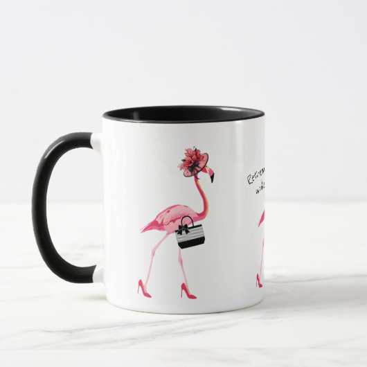 Pensioenmodus! Chique stijlvolle roze flamingo Mok (Links)