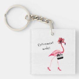 Pensioenmodus! Chique stijlvolle roze flamingo Sleutelhanger