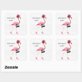 Pensioenmodus! Chique stijlvolle roze flamingo Vierkante Sticker (Vel)
