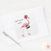 Pensioenmodus! Chique stijlvolle roze flamingo Vierkante Sticker (Envelop)