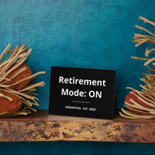 Pensioenmodus: FUNNY Pensionering AAN Fotoplaat (Zijkant)