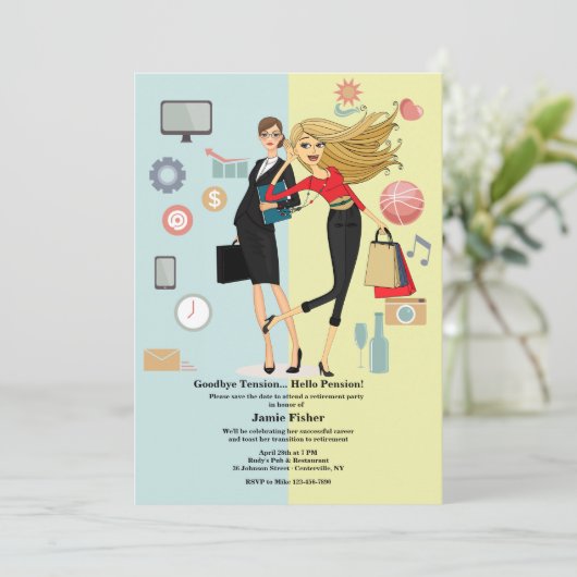 Pensioenpartij bij het Vrouw voor levensveranderin Kaart (Staand voorkant)