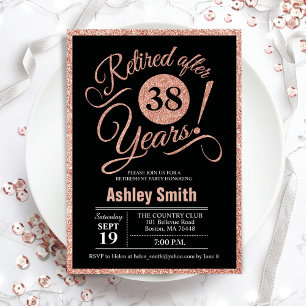 Pensioenpartij - Black Roos Gold Invitation Kaart