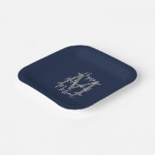 Pensioenpartij Blauw Wit Grijs Naam Monogram Papieren Bordje (Gebogen)