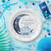 Pensioenpartij Blauwe Lotus Flower Papieren Bordje (Feest)