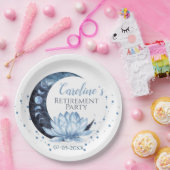 Pensioenpartij Blauwe Lotus Flower Papieren Bordje (Feest)