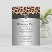 Pensioenpartij Diamond & Leopard Print Silver Kaart (Staand voorkant)