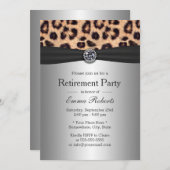 Pensioenpartij Diamond & Leopard Print Silver Kaart (Voorkant / Achterkant)