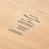 Pensioenpartij Elegant Black en Gold Acryl Uitnodigingen (Laagn)