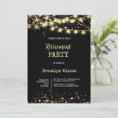 Pensioenpartij Elegant Black en Gold Kaart (Staand voorkant)