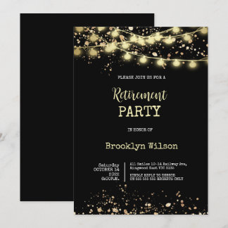 Pensioenpartij Elegant Black en Gold Kaart