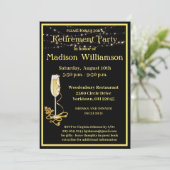 Pensioenpartij Elegant Black Gold Kaart (Staand voorkant)