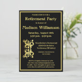 Pensioenpartij Elegant Black Gold Kaart (Staand voorkant)