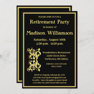 Pensioenpartij Elegant Black Gold Kaart