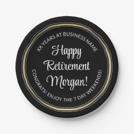 Pensioenpartij Elegant Black, White & Gold round Papieren Bordje