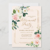 Pensioenpartij Elegant Blush Pink Floral  Kaart (Voorkant)
