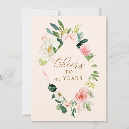 Pensioenpartij Elegant Blush Pink Floral  Kaart (Achterkant)