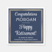 Pensioenpartij Elegant Navy Blue, White & Gold Servet (Voorkant)