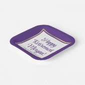 Pensioenpartij Elegant Paarse en gouden vierkant Papieren Bordje (Gebogen)