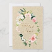 Pensioenpartij Elegant Pink Floral Kraft Rustic Kaart (Achterkant)