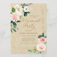 Pensioenpartij Elegant Pink Floral Kraft Rustic
