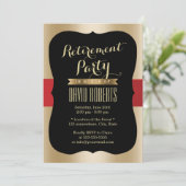 Pensioenpartij Elegant Red Belt Black & Gold Kaart (Staand voorkant)