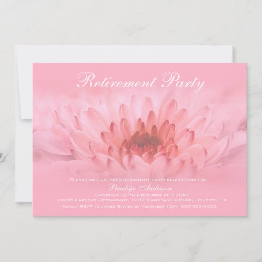Pensioenpartij Elegant Roze Floral Kaart (Voorkant)