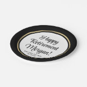 Pensioenpartij Elegant Zwart en Goud Grenzend Papieren Bordje (Gekanteld)