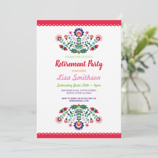 Pensioenpartij Fiesta Mexican Floral Kaart (Staand voorkant)