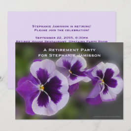 Pensioenpartij, Floral Bleek Purple Flowers, naam Kaart