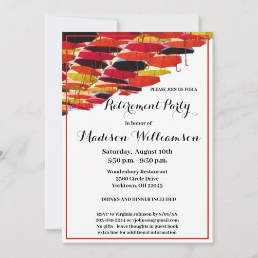 Pensioenpartij Fun Flying Umbrellas Kaart (Voorkant)