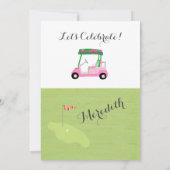 Pensioenpartij Fun Pink Green Golf Party Kaart (Achterkant)