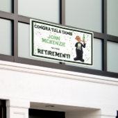 Pensioenpartij - Funny Waiter Sign Hanging Spandoek (Buitenkant Gebouw)