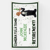 Pensioenpartij - Funny Waiter Sign Hanging Spandoek (Verticaal)