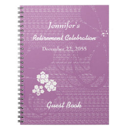 Pensioenpartij Gastboek Paars, witte Floral Notitieboek