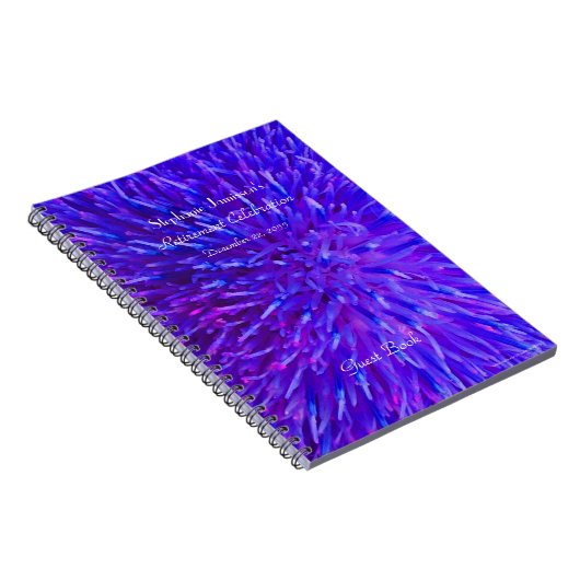 Pensioenpartij Gastboek Paarse Abstracte bloemen Notitieboek (Rechterzijde)