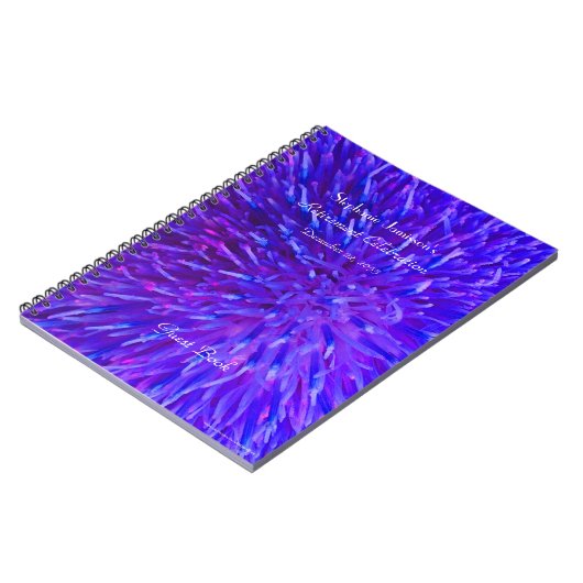 Pensioenpartij Gastboek Paarse Abstracte bloemen Notitieboek (Linkerzijde)