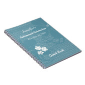 Pensioenpartij Gastboekblauw, witte Floral Notitieboek (Rechterzijde)