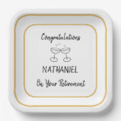 Pensioenpartij Gefeliciteerd Custom Square Papieren Bordje (Voorkant)