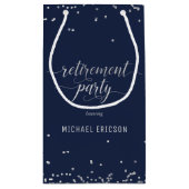 Pensioenpartij Gift Bag Elegant Silver, marine Klein Cadeauzakje (Achterkant)