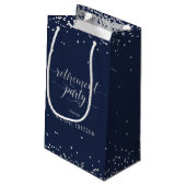 Pensioenpartij Gift Bag Elegant Silver, marine Klein Cadeauzakje (Achterkant Gekanteld)